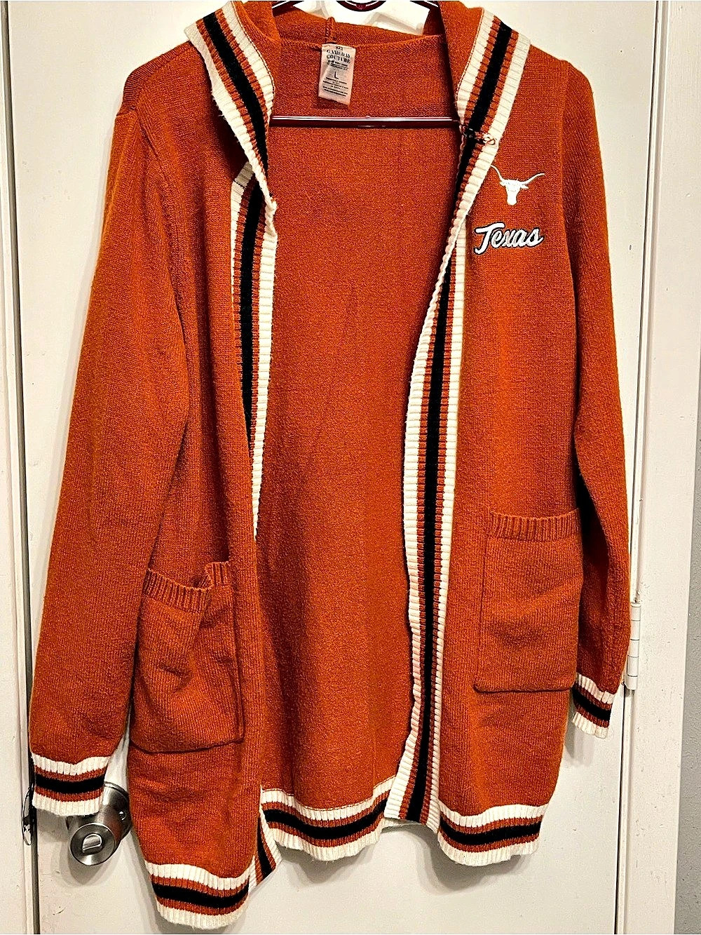 Gameday Couture Texas Longhorns Striped Hooded Cardigan Sweater Orange Large L20